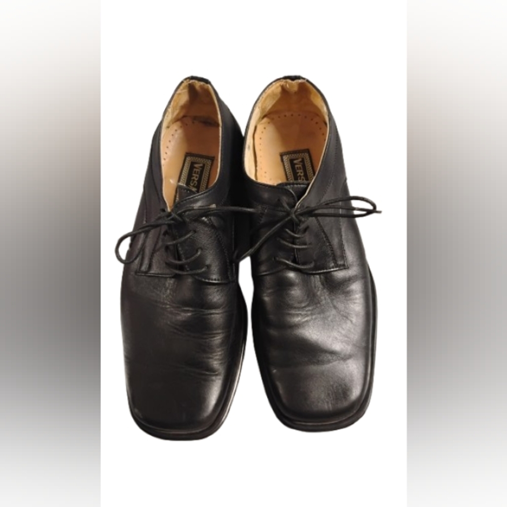 Vintage Versace Mens Sz 7.5 Black Dress Shoes